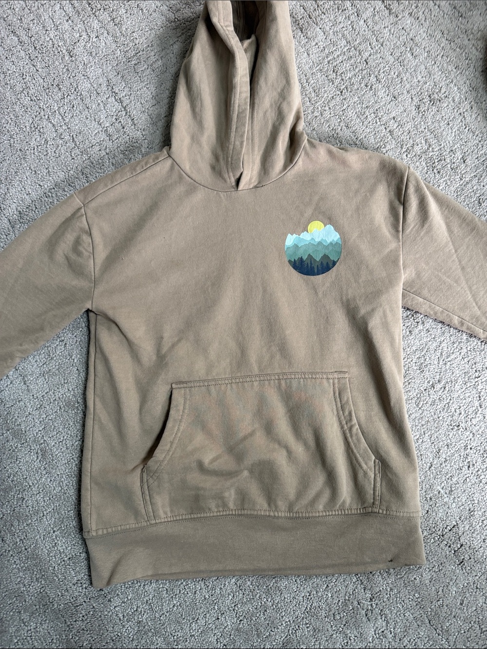 Tommy Bahama Kids Hooded Sweatshirt in Tan with Mountain Graphic